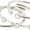 Pilgrim SILVER-PLATED KAMARI STACKABLE RINGS W/ CRYSTALS, 3-IN-1 SET -Enamel Copenhagen Salg 5700560080942