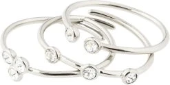 Pilgrim SILVER-PLATED KAMARI STACKABLE RINGS W/ CRYSTALS, 3-IN-1 SET