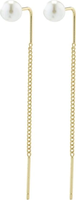 Pilgrim Øreringe : Elba : Guldbelagt : Hvid