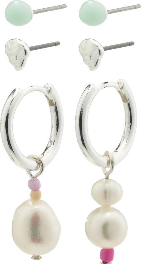 Pilgrim ENERGETIC Ferskvandsperle øreringe 3-i-1 Sæt Sølvbelagt 3 Pilgrim ENERGETIC Ferskvandsperle øreringe 3-i-1 Sæt Sølvbelagt