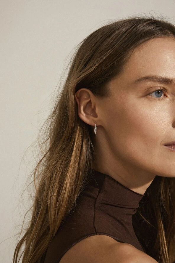 Pilgrim TRUDY Large Crystal Hoop Earrings Silver-plated 4 Pilgrim TRUDY Large Crystal Hoop Earrings Silver-plated - Billede 2