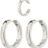 Pilgrim KINDNESS Rustic Hoop Earrings & Cuff Silver-plated -Enamel Copenhagen Salg 5700560092846