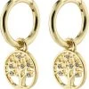 Pilgrim IBEN Recycled Tree-of-life Hoop Earrings Gold-plated -Enamel Copenhagen Salg 5700560095205