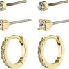 Pilgrim SIA Recycled Crystal Earrings 3-in-1 Set Gold-plated