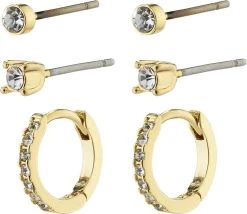 Pilgrim SIA Recycled Crystal Earrings 3-in-1 Set Gold-plated