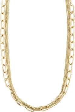 Pilgrim PAUSE Recycled Cable & Curb Chains Necklace Gold-plated