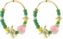 Pilgrim PAUSE Pearl Hoops Green/gold-plated