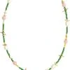 Pilgrim PAUSE Necklace With Freshwaterpearls Green/gold-plated -Enamel Copenhagen Salg 5700560096530