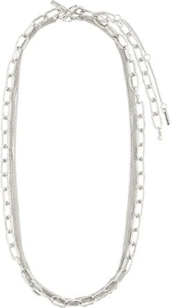 Pilgrim PAUSE Recycled Cable & Curb Chains Necklace Silver-plated