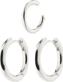 Pilgrim PAUSE Recycled Hoop Earrings & Cuff Silver-plated