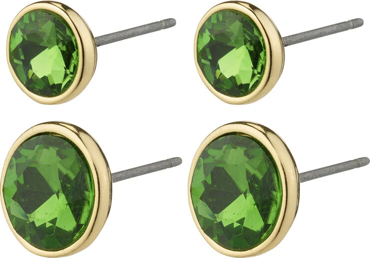 Pilgrim CALLIE Recycled Crystal Earrings Green/gold-plated 3 Pilgrim CALLIE Recycled Crystal Earrings Green/gold-plated