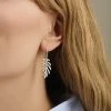 Pernille Corydon Jewellery Fern Leaf Earhooks Size 42 Mm -Enamel Copenhagen Salg 5711980052488