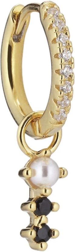 The Earring Shop Charm Huggie Black