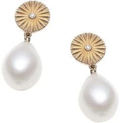 With Love Darling Global Goal #9: Pearl Earrings, VERMEIL (925 Sterling Silver Gold Plat