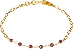 BeChristensen Daisy Red Garnet Bracelet - Gold
