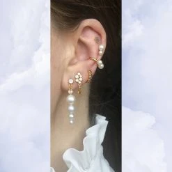 The Earring Shop Flora Stud Light Blue/Orange